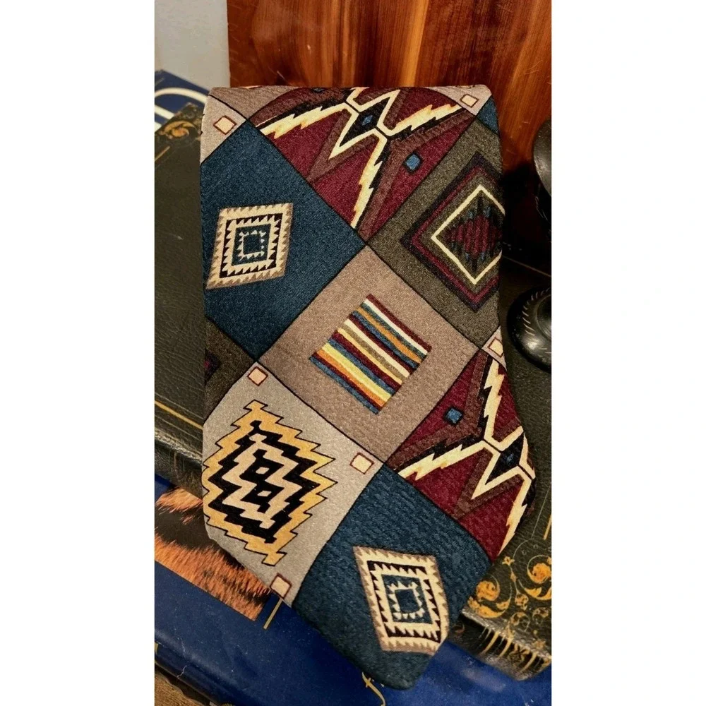 Vintage Save The Children Silk Tie Navajo Blanket‎ Southwest Geometric